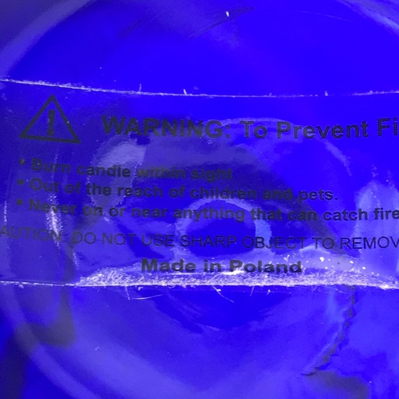 Cobalt Blue To Clear Glass Starburst Round Heavy Votives Candle Holders (3) - Picture 3 of 4